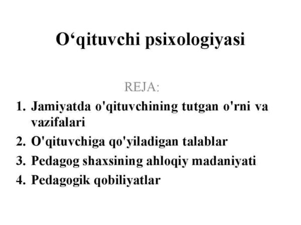 O'qituvchi psixologiyasi