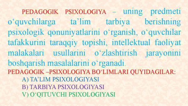 Pedagogik psixologiya: predmet, tuzilma, muammolari - Image 3