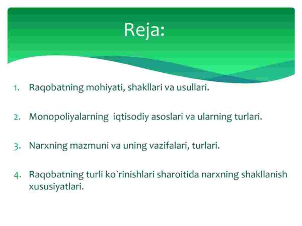Raqobat va monopoliya. Narxlarning mohiyati va shakllanish xususiyatlari - Image 2