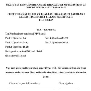 Multilevel Mock testiga tayyorlanish uchun reading test javoblari bilan (2025)