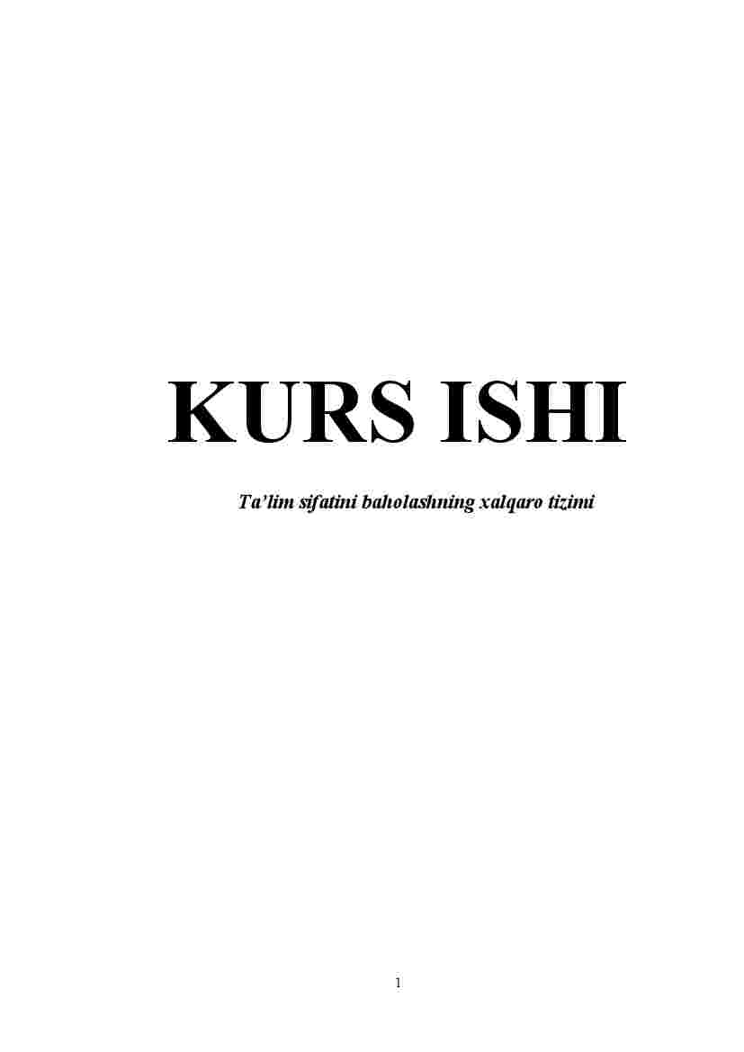 Ta'lim sifatini baholashning xalqaro tizimi