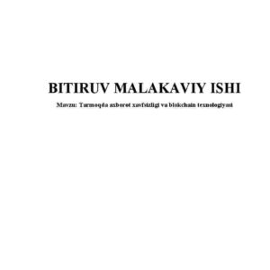 Tarmoqda axborot xavfsizligi va blokchain texnologiyasi