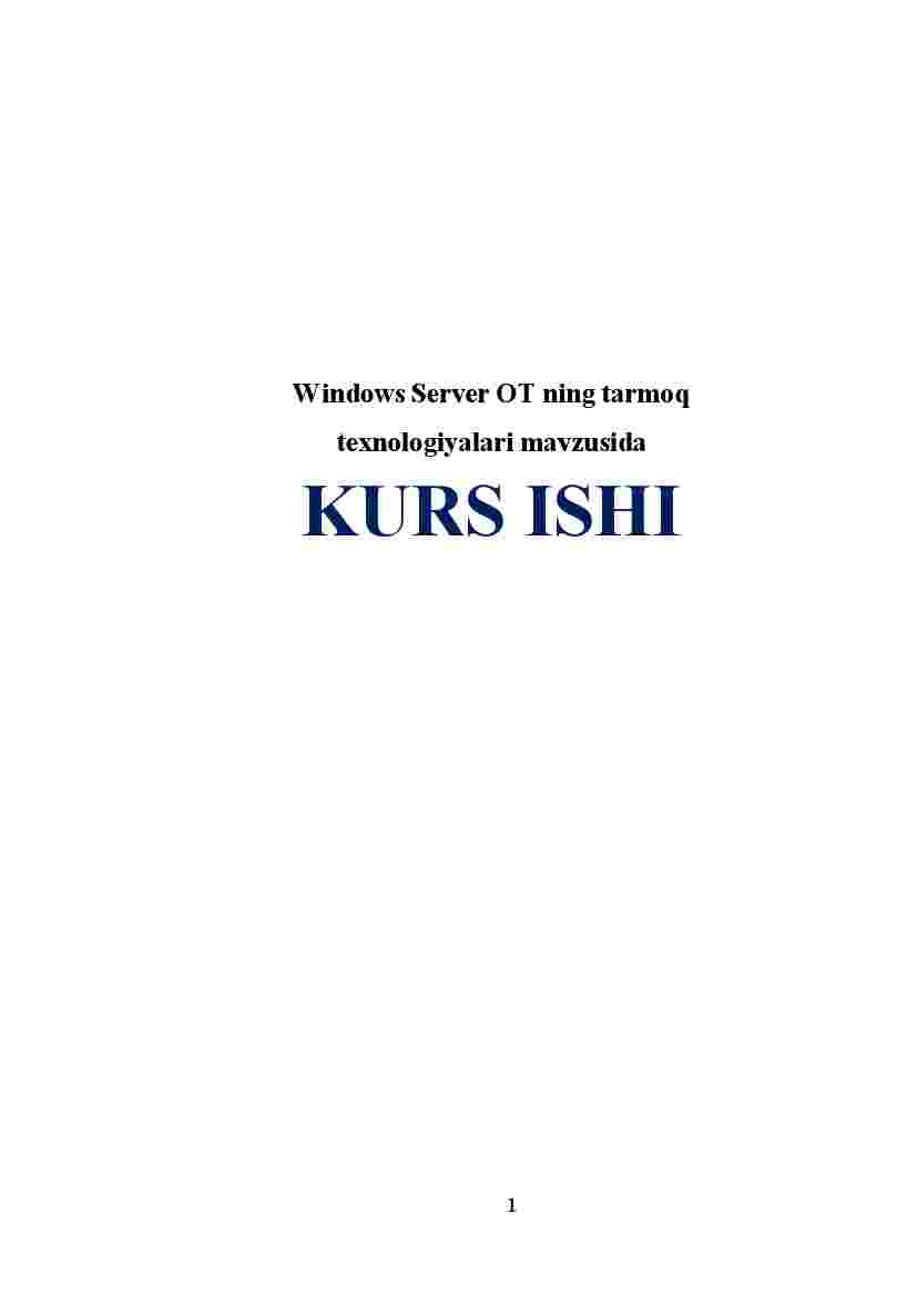 Windows Server OT ning tarmoq texnologiyalari