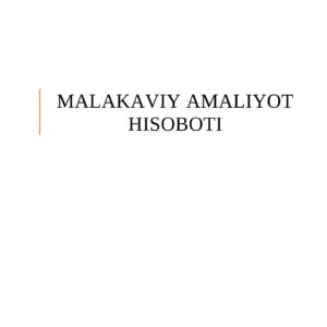 Malakaviy Amaliyot masalalari