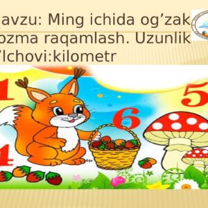 Mavzu : Ming ichida og’zaki va yozma raqamlash . Uzunlik o’lchovi:kilometr