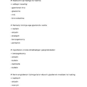 3. Gipotenziv va gipertenziv vositalar assist