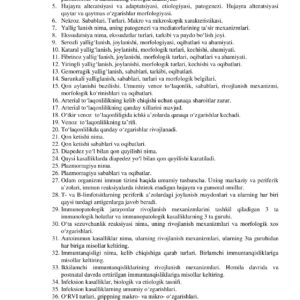 Patologik anatomiya fani haqida tushuncha, uning tarkibiy qismi.