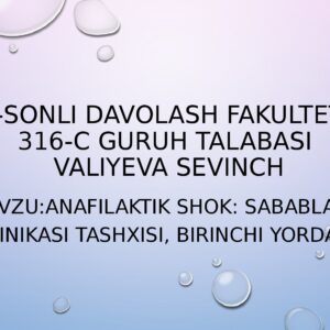 Anafilaktik shok: sabablari, klinikasi tashxisi, birinchi yordam