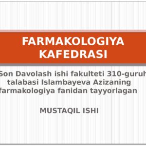 Gipertenziv vositalar. Odam organizmi tonusini kuchaytiruvchi dori vositalari
