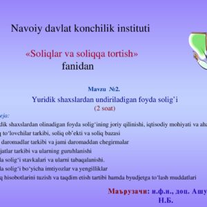 Yuridik shaxslardan undiriladigan foyda solig‘i