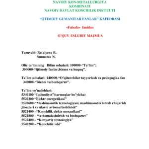 Falsafa fanidan o'quv uslubiy majmua