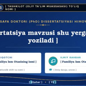 PhD seminar va himoyasi uchun professional premium taqdimot shabloni
