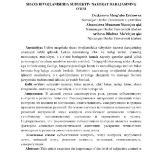 Subyektiv nazorat darajasini o'ragnish