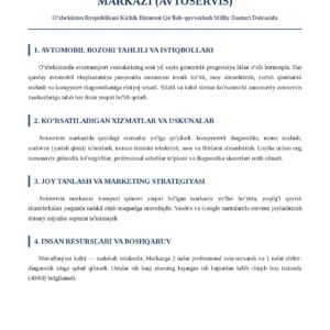 Avtomobillarga Sifatli Texnik Xizmat Ko'rsatish Markazi