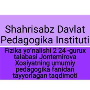Oʻquvchining ilmiy dunyoqarashni shakllantirish