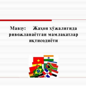 Жаҳон иқтисодиётида ривожланаётган мамлакатлар иқтисодиёти