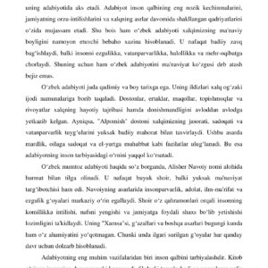 O‘zbek adabiyoti – ma'naviyat ko‘zgusi