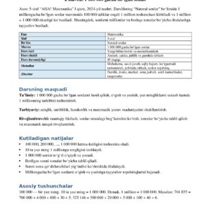 5-SINF MATEMATIKA FANIDAN DARS ISHLANMA