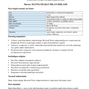 5-SINF INFORMATIKA VA AXBOROT TEXNOLOGIYALARI