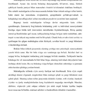 Maktabgacha ta'limda bolalar bilan ishlash