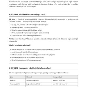 3d maxda pul ishlash qo'llanmasi pdf