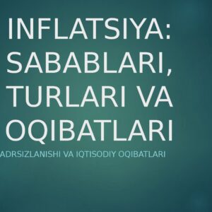 INFLATSIYA: SABABLARI, TURLARI VA OQIBATLARI Pulning qadrsizlanishi va iqtisodiy oqibatlari