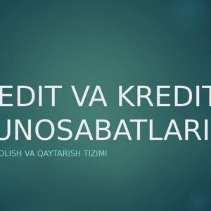 KREDIT VA KREDIT MUNOSABATLARI Pul qarz olish va qaytarish tizimi