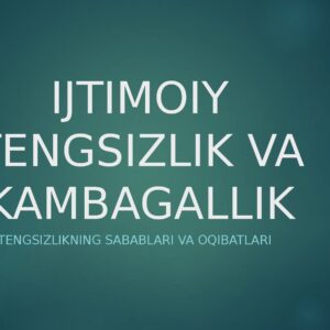 IJTIMOIY TENGSIZLIK VA KAMBAGALLIK Iqtisodiy tengsizlikning sabablari va oqibatlari