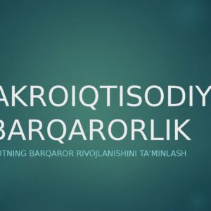 MAKROIQTISODIY BARQARORLIK Iqtisodiyotning barqaror rivojlanishini ta'minlash