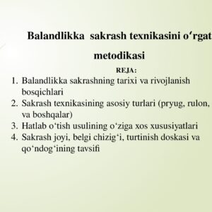 Balandlikka sakrash texnikasini oʻrgatish metodikasi